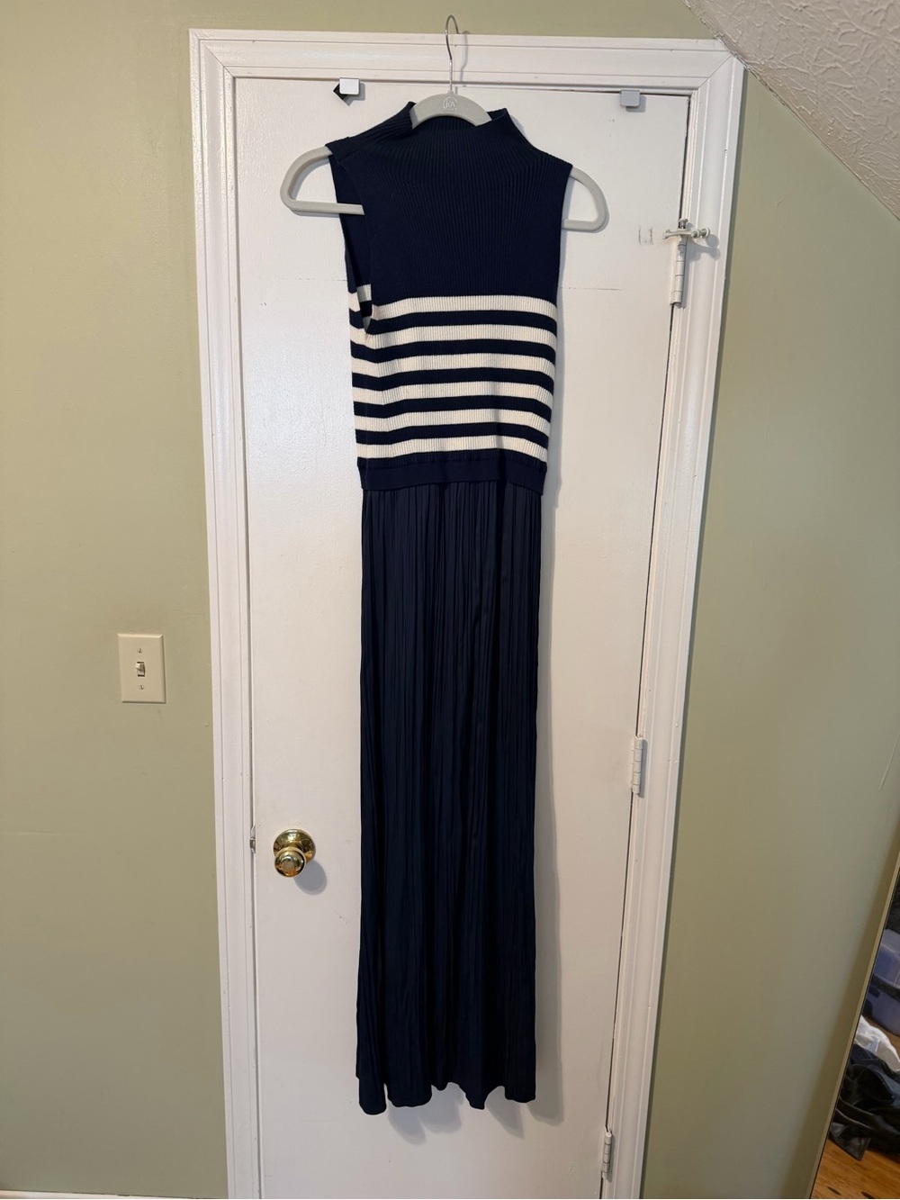 Anthropologie Navy and White Striped Maxi Dress